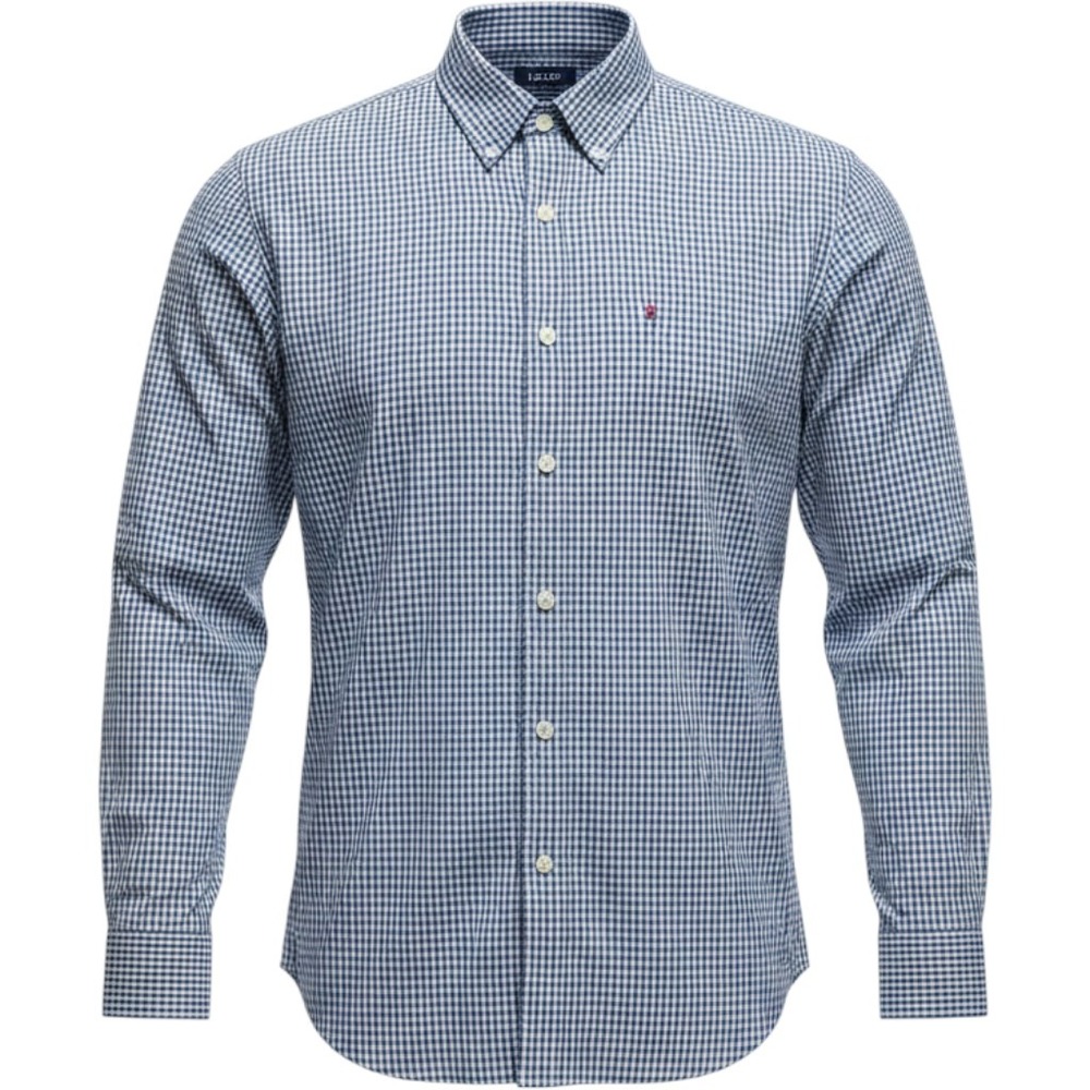 NWT IZOD Button Down Shirt Mens Medium True Blue Gingham Non-Iron Stretch NEW